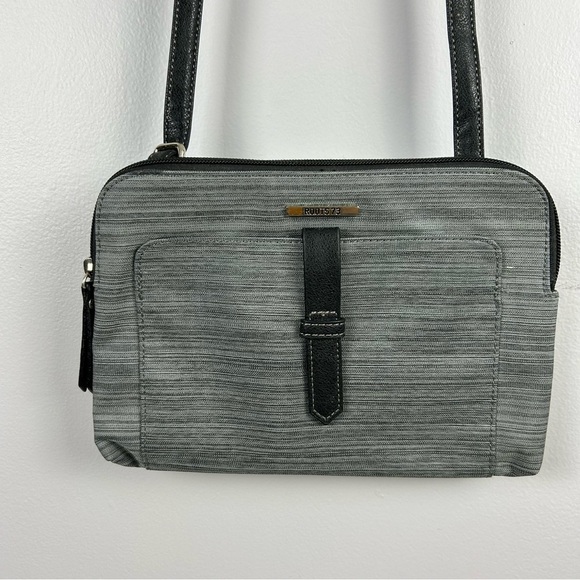 Roots Handbags - Roots 73 Canvas Crossbody Heathered Gray Top Zip Bag